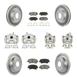 Front Rear Disc Brake Caliper Coated Rotors And Semi-Metallic Pads Kit (10Pc) For 2012-2016 Hyundai Accent KCG-100770S
