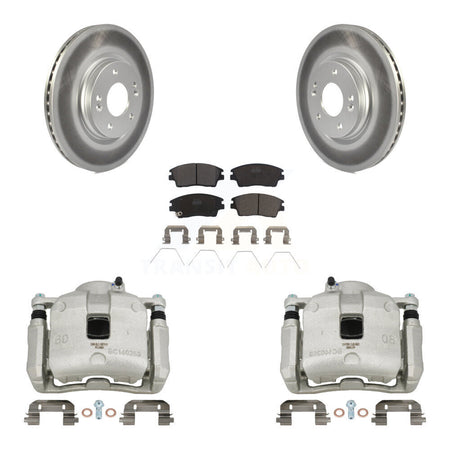 Front Disc Brake Caliper Coat Rotors And Ceramic Pad Kit For Hyundai Tucson Kia Sportage KCG-100770T