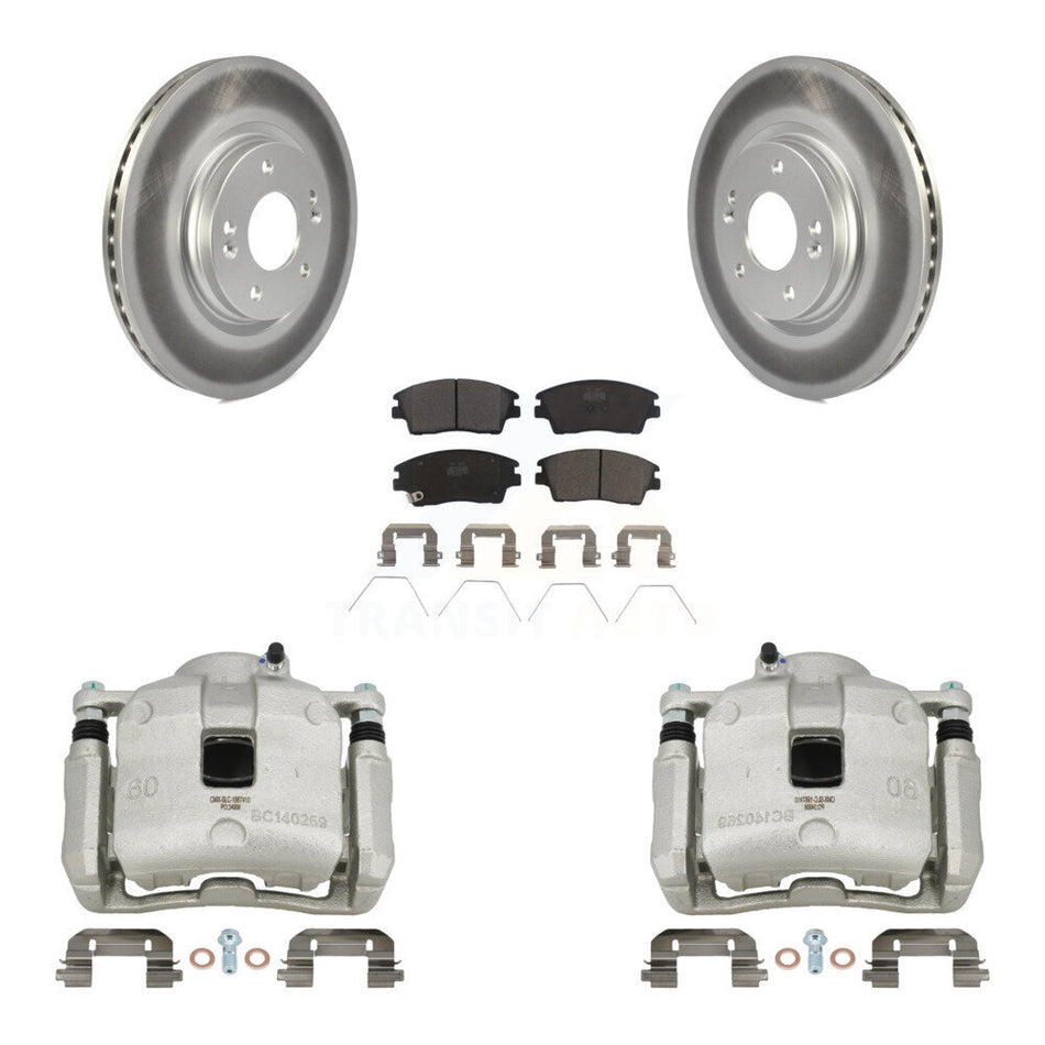 Front Disc Brake Caliper Coat Rotors And Ceramic Pad Kit For Hyundai Tucson Kia Sportage KCG-100770T