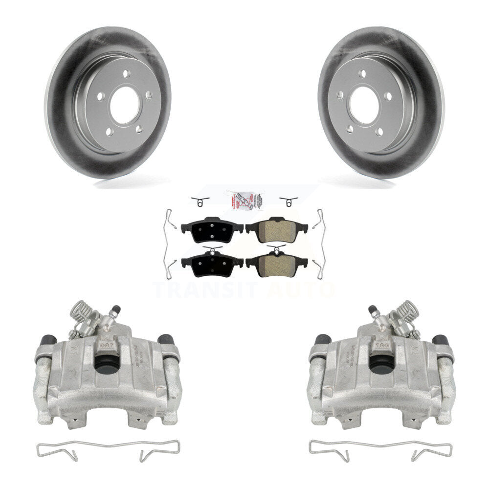 Rear Disc Brake Caliper Coated Rotors And Semi-Metallic Pads Kit For Ford Focus KCG-100771N by Transit Auto