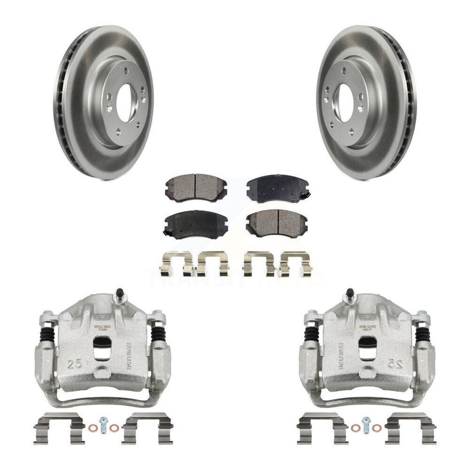 Front Disc Brake Caliper Coat Rotors & Semi-Metallic Pad Kit For 2010-2011 Kia Soul 2.0L KCG-100773P