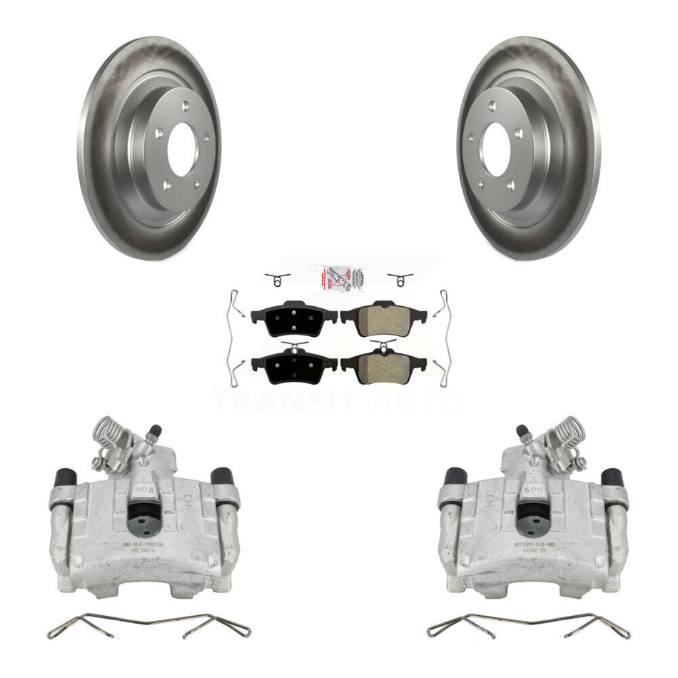 Rear Disc Brake Caliper Coated Rotors And Semi-Metallic Pads Kit For Mazda 5 KCG-100774N