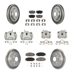 Front Rear Disc Brake Caliper Coated Rotors And Ceramic Pads Kit (10Pc) For Toyota RAV4 KCG-100775C