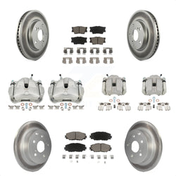 Front Rear Disc Brake Caliper Coated Rotors And Ceramic Pads Kit (10Pc) For Toyota RAV4 KCG-100776C