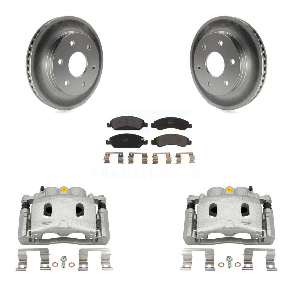 Front Disc Brake Caliper Coated Rotors And Semi-Metallic Pads Kit For GMC Sierra 1500 KCG-100777P