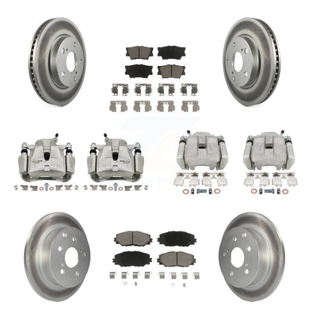 Front Rear Disc Brake Caliper Coated Rotors And Ceramic Pads Kit (10Pc) For Toyota RAV4 KCG-100778C