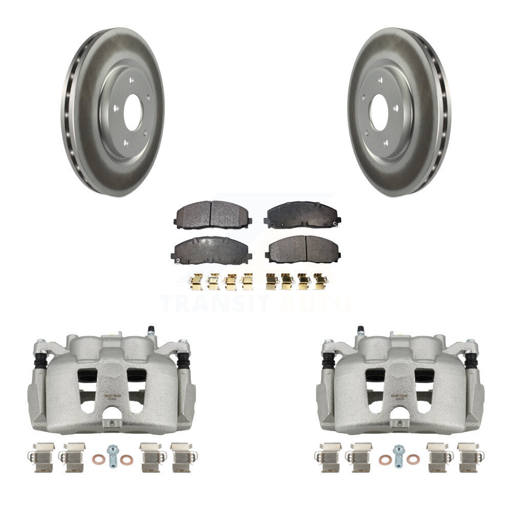 Front Disc Brake Caliper Coat Rotors & Semi-Metallic Pad Kit For 2014-2020 Dodge Journey KCG-100778P