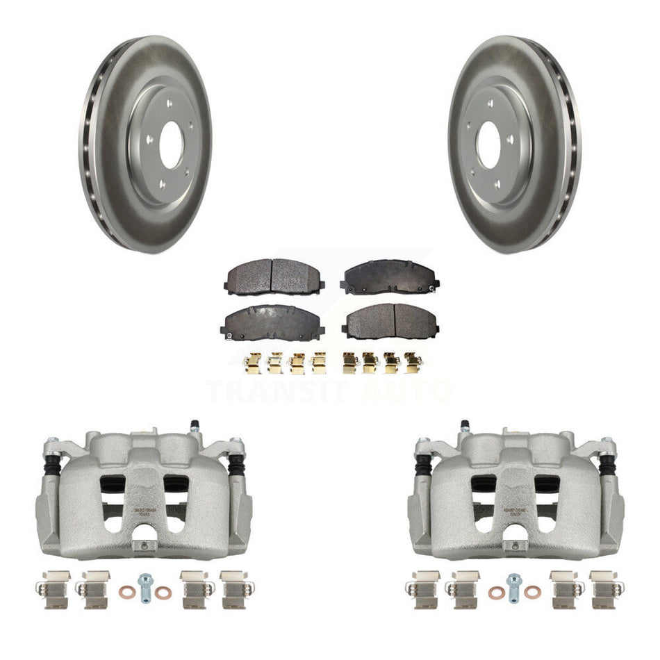 Front Disc Brake Caliper Coat Rotors & Semi-Metallic Pad Kit For 2014-2020 Dodge Journey KCG-100778P