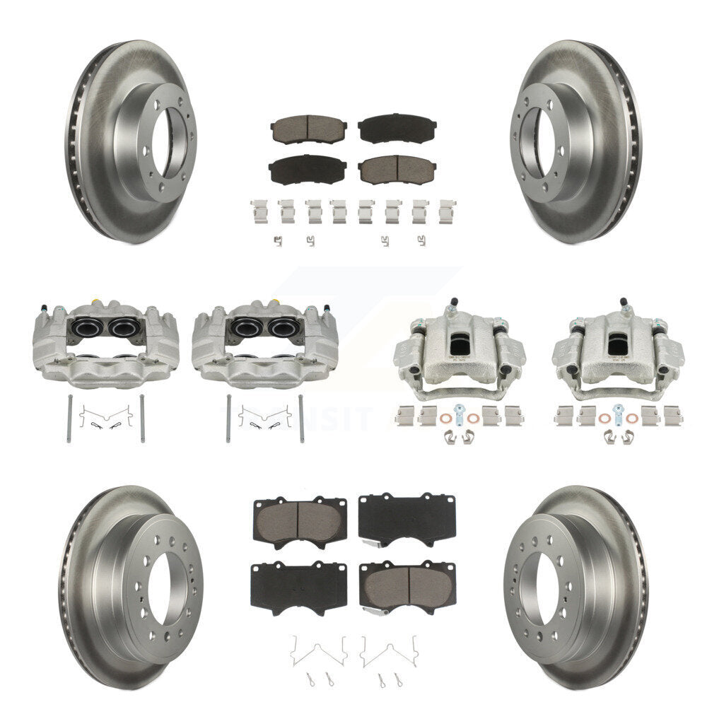 Front Rear Disc Brake Caliper Coat Rotors & Ceramic Pad Kit (10Pc) For Toyota FJ Cruiser KCG-100779C