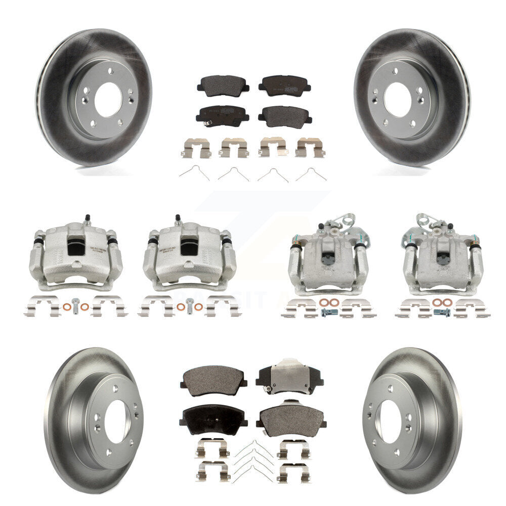 Front Rear Brake Caliper Coat Rotor And Semi-Metallic Pad Kit (10Pc) For Hyundai Elantra KCG-100779P