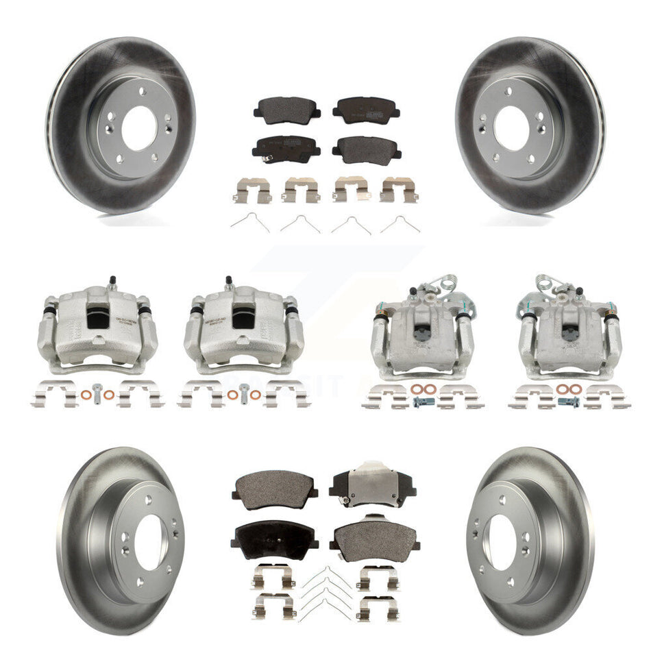 Front Rear Brake Caliper Coat Rotor And Semi-Metallic Pad Kit (10Pc) For Hyundai Elantra KCG-100779P