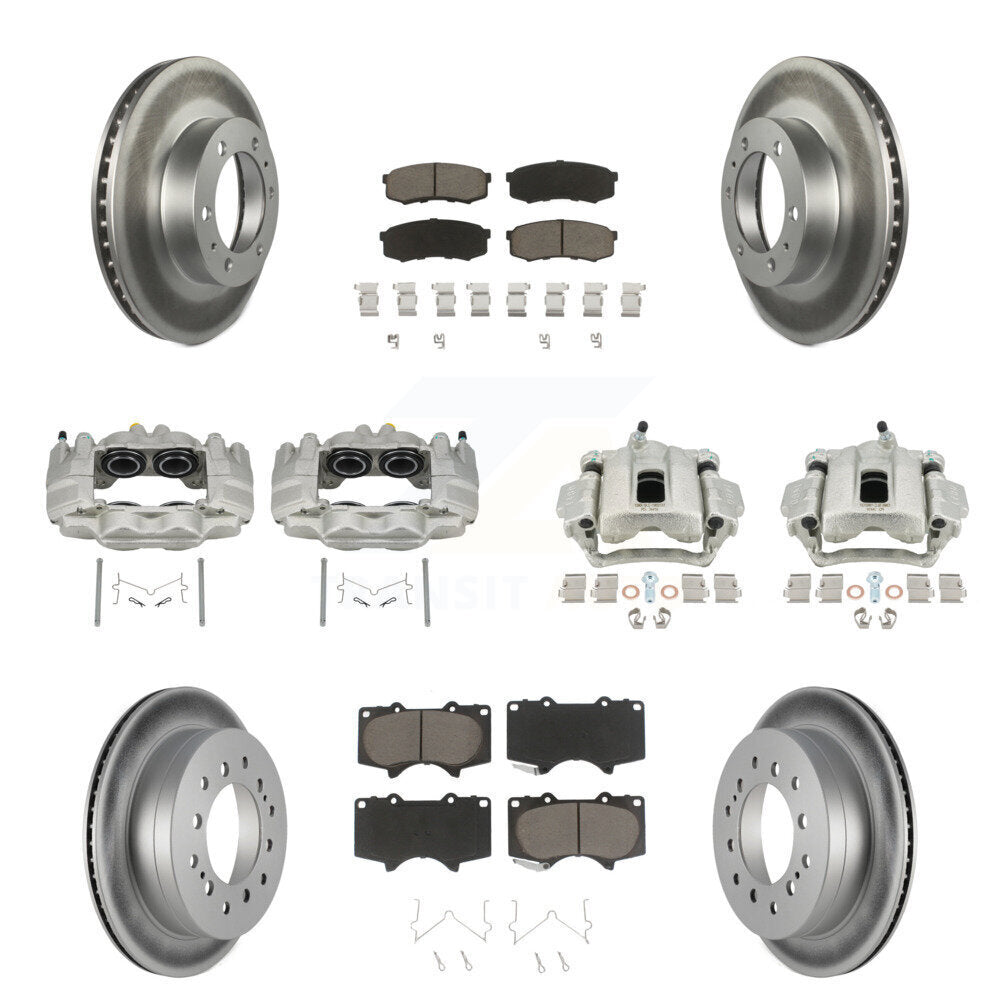 Front Rear Disc Brake Caliper Coat Rotors & Ceramic Pad Kit (10Pc) For Toyota FJ Cruiser KCG-100780C