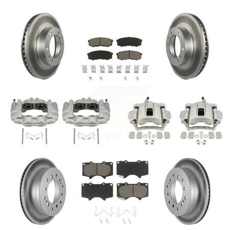 Front Rear Disc Brake Caliper Coat Rotors & Ceramic Pad Kit (10Pc) For Toyota FJ Cruiser KCG-100780C