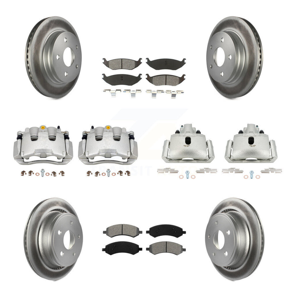 Front Rear Disc Brake Caliper Coat Rotor Semi-Metallic Pad Kit (10Pc) For Chrysler Aspen KCG-100783S