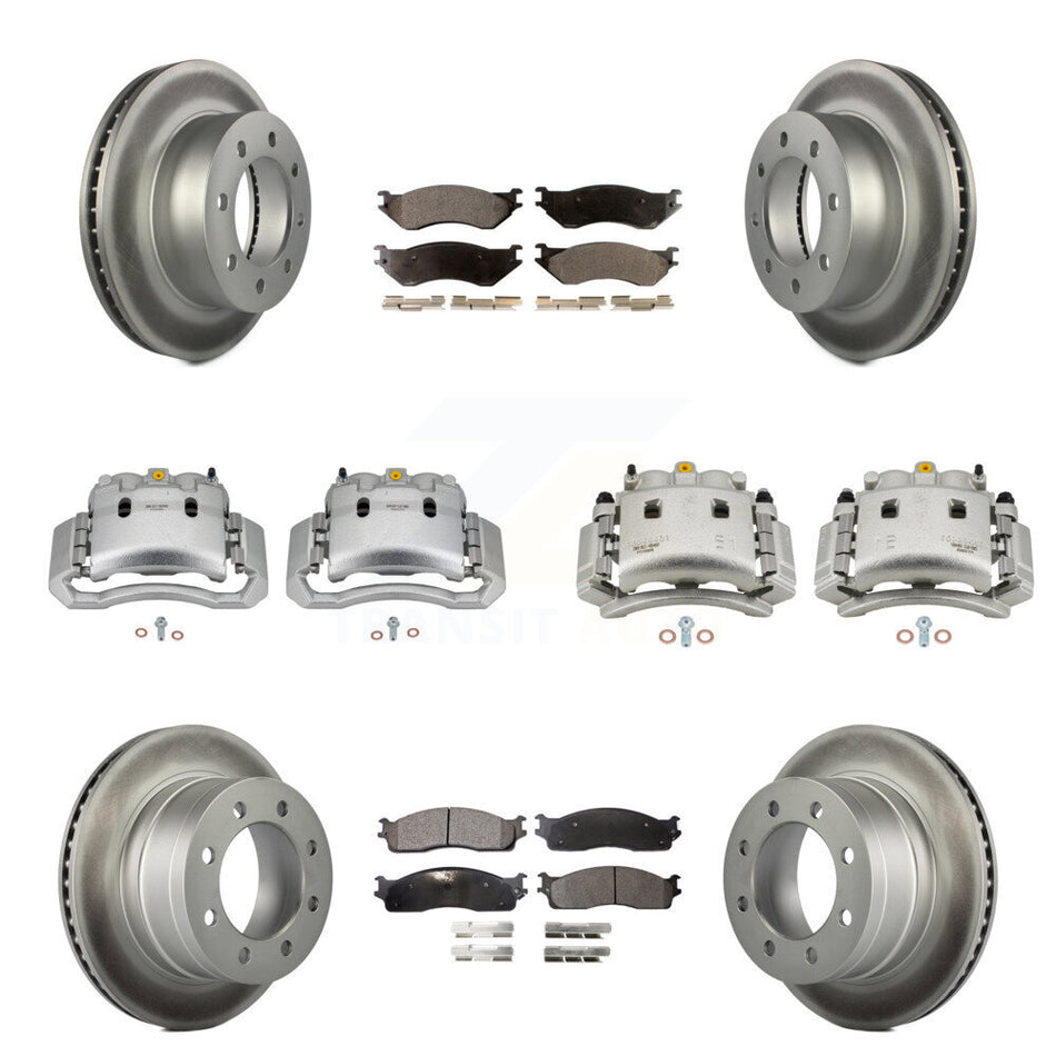 Front Rear Disc Brake Caliper Coated Rotor And Ceramic Pad Kit (10Pc) For Dodge Ram 3500 KCG-100784T