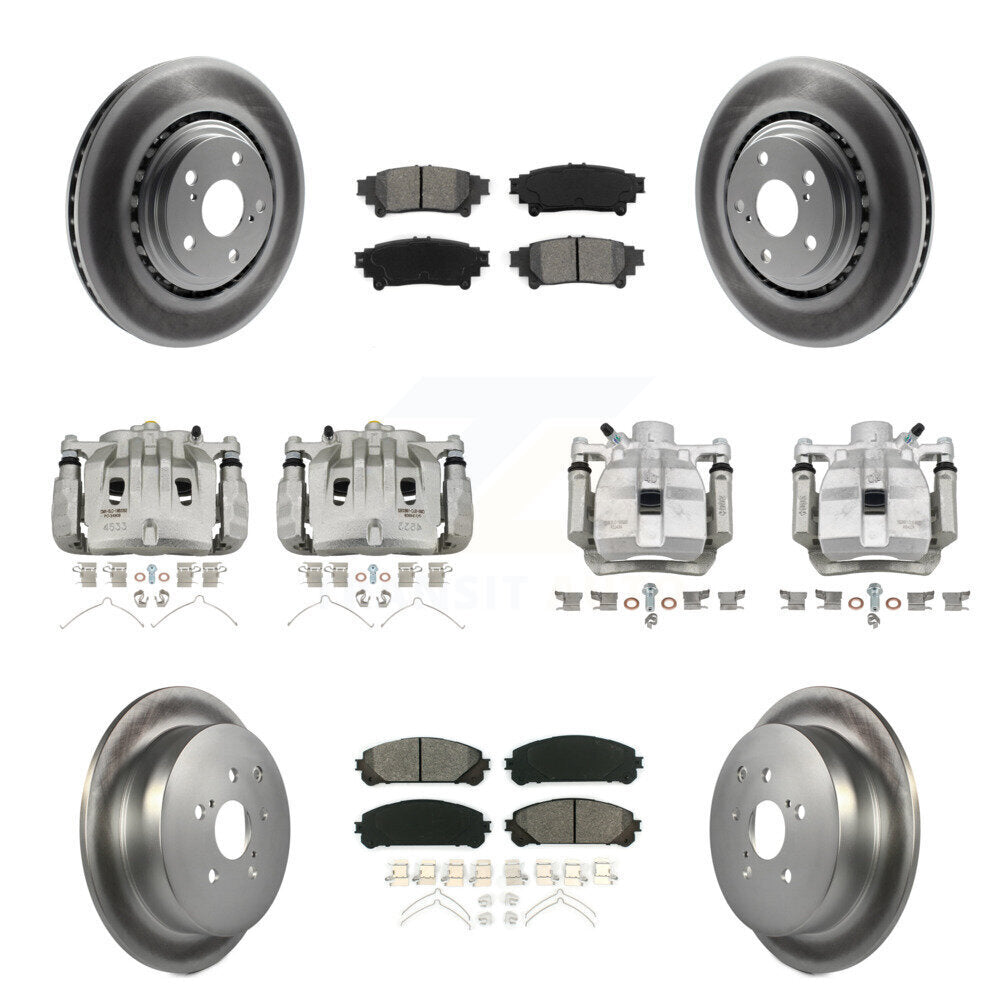 Front Rear Brake Caliper Coat Rotors Semi-Metallic Pad Kit (10Pc) For Lexus RX350 RX450h KCG-100785S