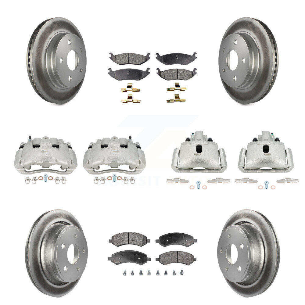 Front Rear Disc Brake Caliper Coated Rotor And Ceramic Pad Kit (10Pc) For Dodge Ram 1500 KCG-100785T