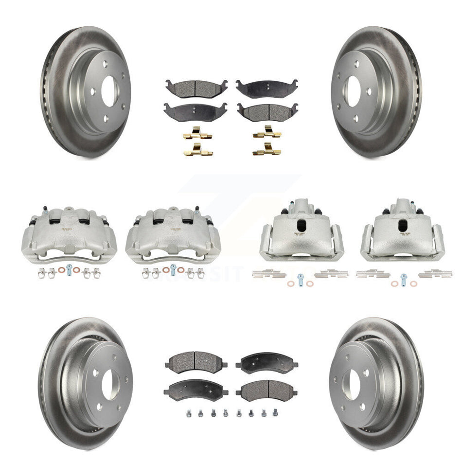 Front Rear Disc Brake Caliper Coated Rotor And Ceramic Pad Kit (10Pc) For Dodge Ram 1500 KCG-100785T