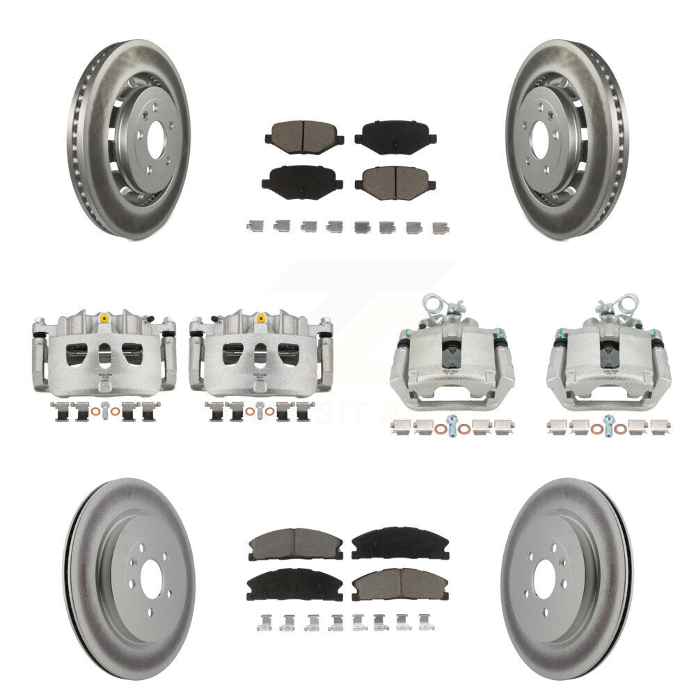 Front Rear Brake Caliper Coat Rotors Ceramic Pad Kit (10Pc) For Ford Explorer Police MKS KCG-100786C