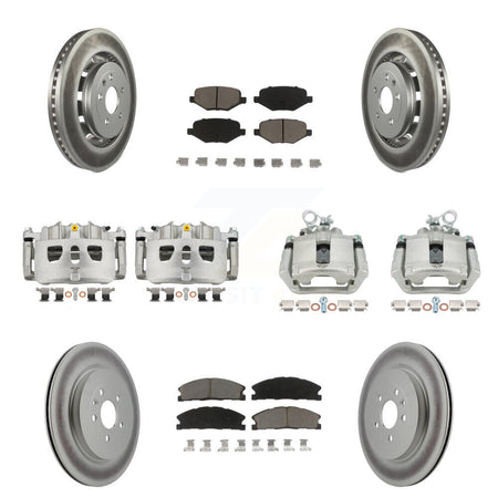 Front Rear Brake Caliper Coat Rotors Ceramic Pad Kit (10Pc) For Ford Explorer Police MKS KCG-100786C