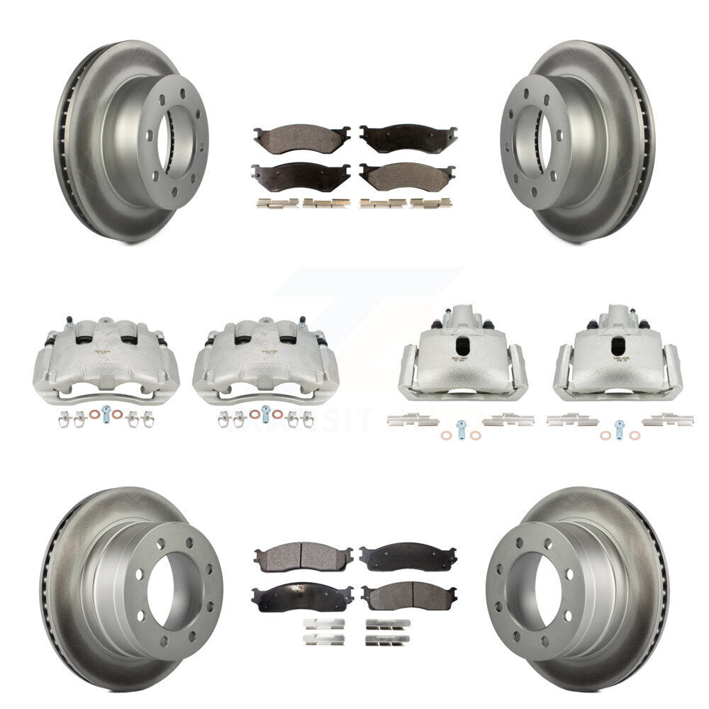 Front Rear Disc Brake Caliper Coated Rotor And Ceramic Pad Kit (10Pc) For Dodge Ram 1500 KCG-100786T