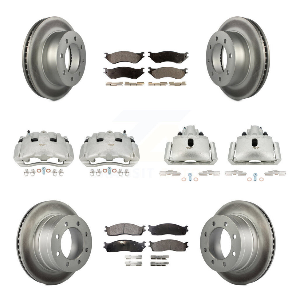 Front Rear Disc Brake Caliper Coated Rotor And Ceramic Pad Kit (10Pc) For Dodge Ram 1500 KCG-100786T