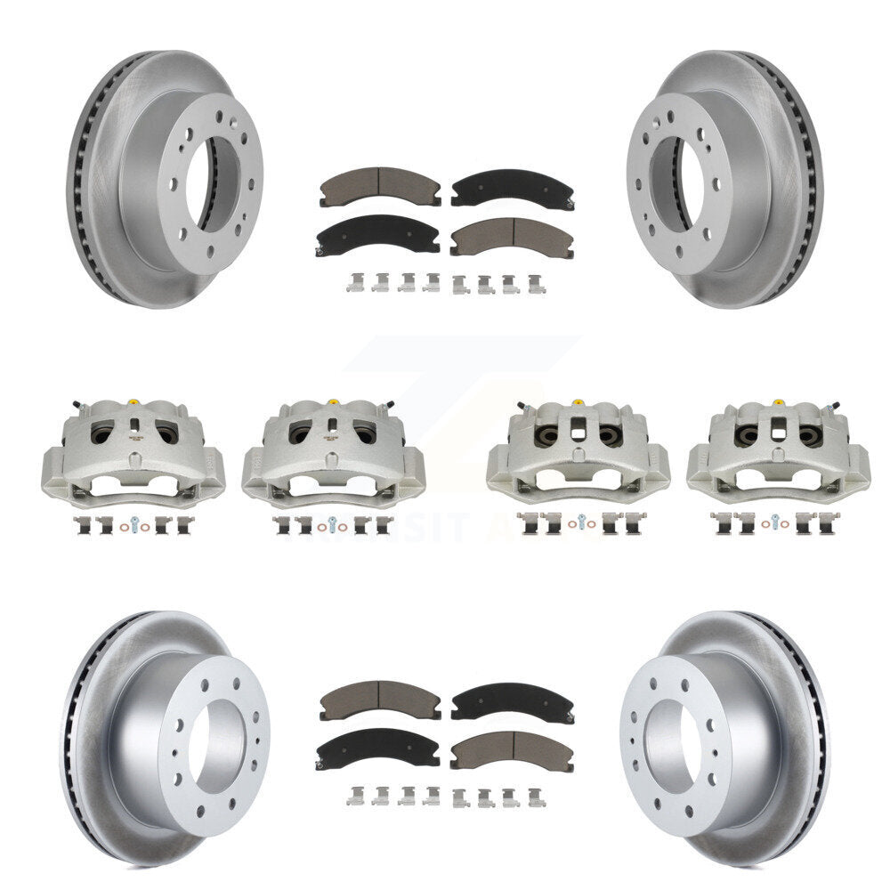 Front Rear Brake Caliper Coat Rotor Ceramic Pad Kit (10Pc) For GMC Chevrolet Sierra 2500 KCG-100788C