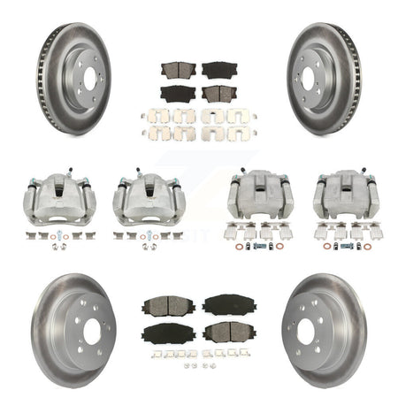 Front Rear Disc Brake Caliper Coat Rotors & Semi-Metallic Pad Kit (10Pc) For Toyota RAV4 KCG-100788S