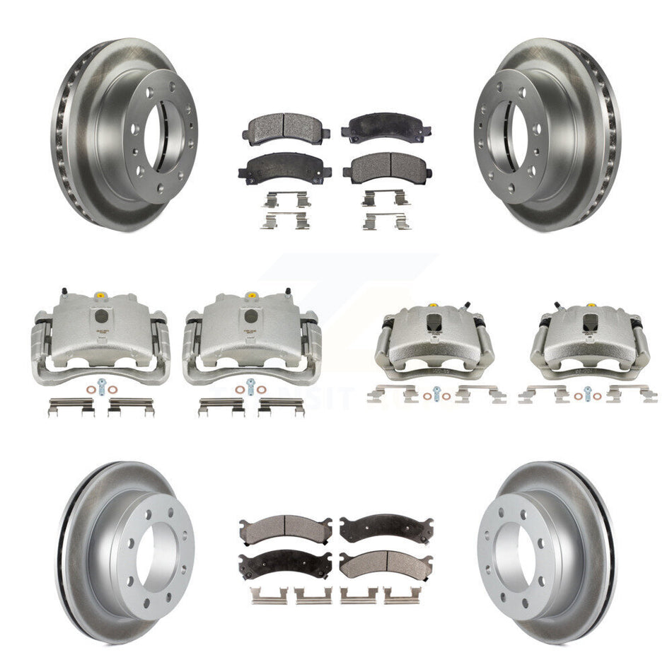 Front Rear Disc Brake Caliper Coated Rotors And Ceramic Pads Kit (10Pc) For Chevrolet Express 2500 GMC Savana KCG-100788T