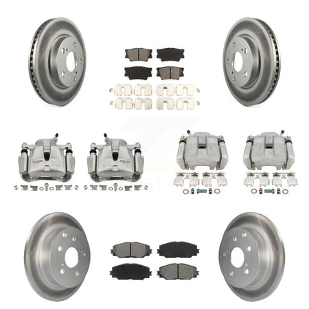 Front Rear Disc Brake Caliper Coat Rotors & Semi-Metallic Pad Kit (10Pc) For Toyota RAV4 KCG-100789S