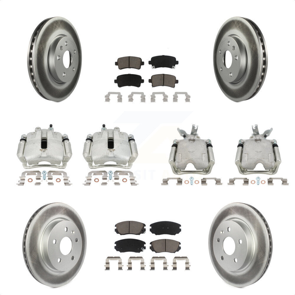 Front Rear Disc Brake Caliper Coated Rotors And Ceramic Pads Kit (10Pc) For 2014-2015 Chevrolet Malibu 2.0L with Turbocharged With 17" Factory Wheels KCG-100790C by Transit Auto