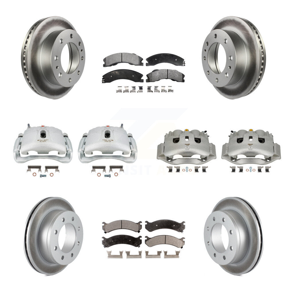 Front Rear Disc Brake Caliper Coated Rotors And Semi-Metallic Pads Kit (10Pc) For KCG-100790P
