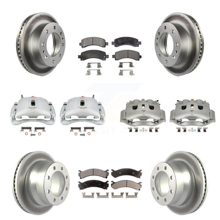 Front Rear Disc Brake Caliper Coated Rotors And Semi-Metallic Pads Kit (10Pc) For KCG-100791P