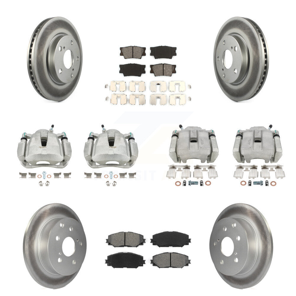 Front Rear Disc Brake Caliper Coat Rotor Semi-Metallic Pad Kit (10Pc) For Toyota RAV4 LE KCG-100792S