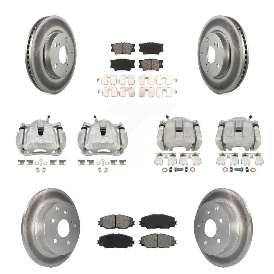 Front Rear Disc Brake Caliper Coat Rotor Semi-Metallic Pad Kit (10Pc) For Toyota RAV4 LE KCG-100792S