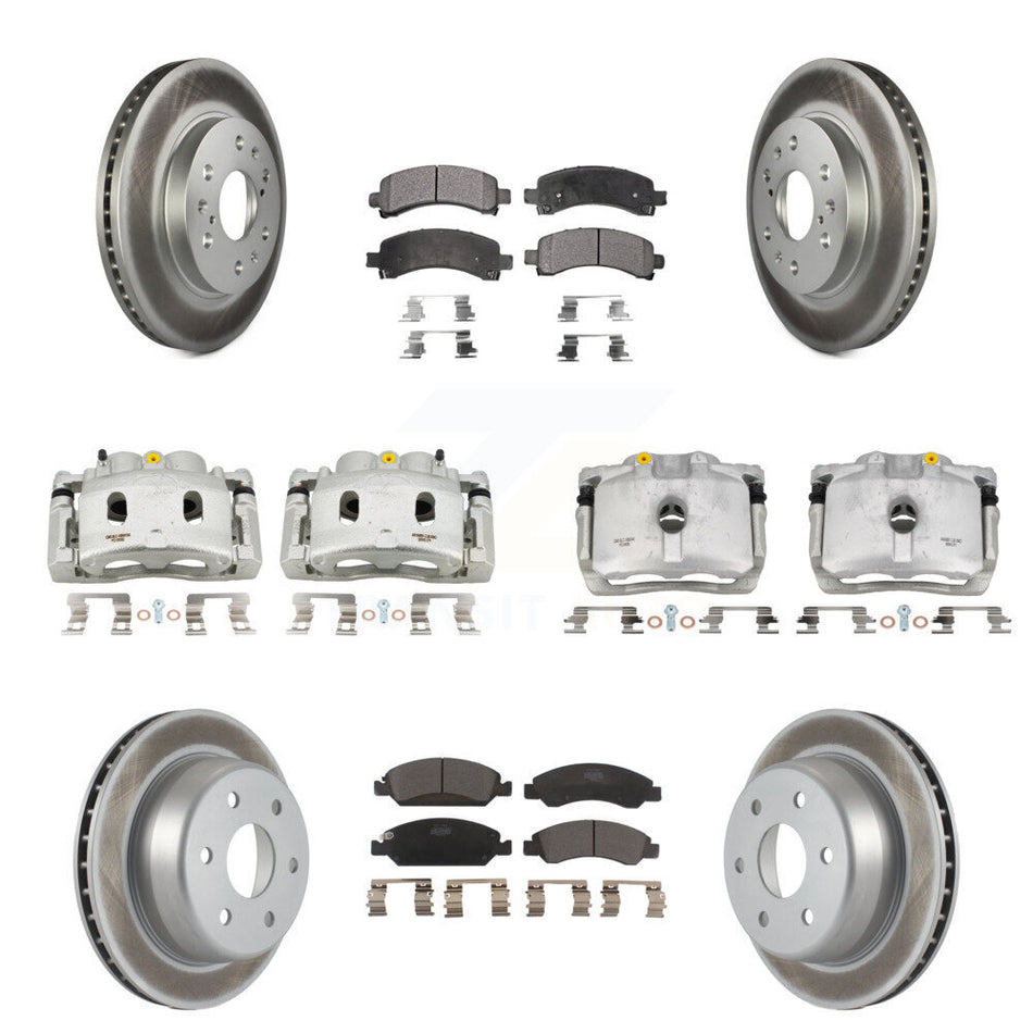 Front Rear Brake Caliper Coat Rotors & Ceramic Pad Kit (10Pc) For Chevrolet Express 1500 KCG-100795T