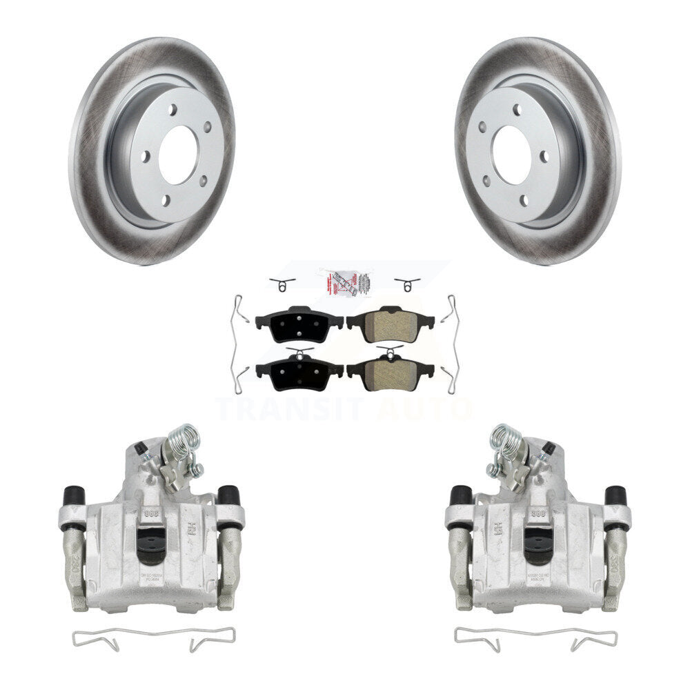 Rear Disc Brake Caliper Coated Rotors And Semi-Metallic Pads Kit For Mazda 3 Sport KCG-100796N