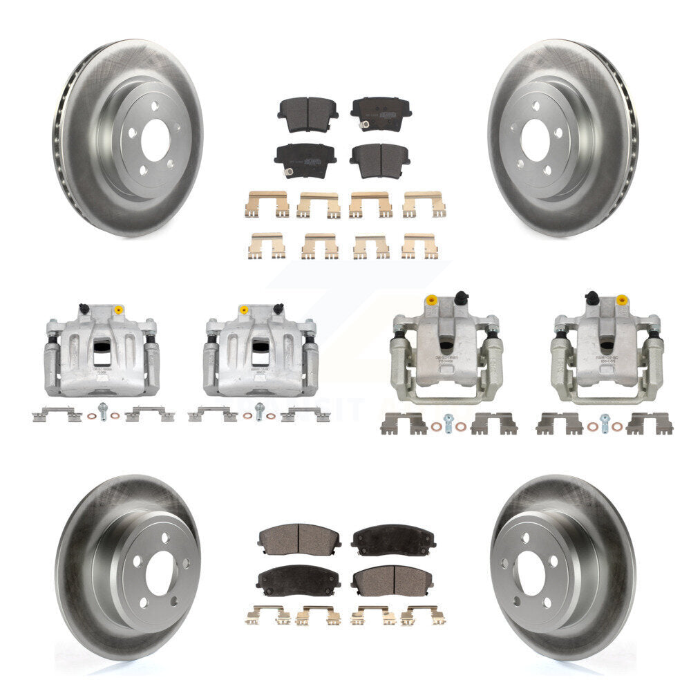 Front Rear Disc Brake Caliper Coat Rotors Semi-Metallic Pad Kit (10Pc) For Dodge Charger KCG-100797P