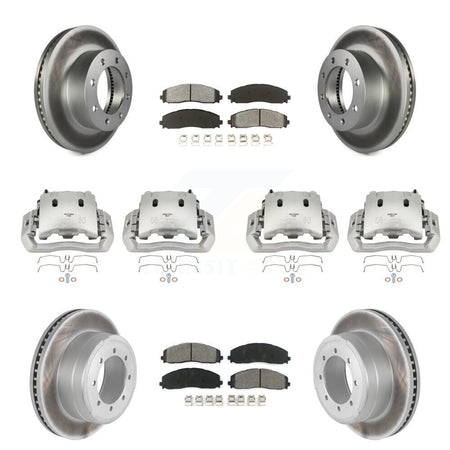 Front Rear Disc Brake Caliper Coated Rotors And Semi-Metallic Pads Kit (10Pc) For KCG-100798S