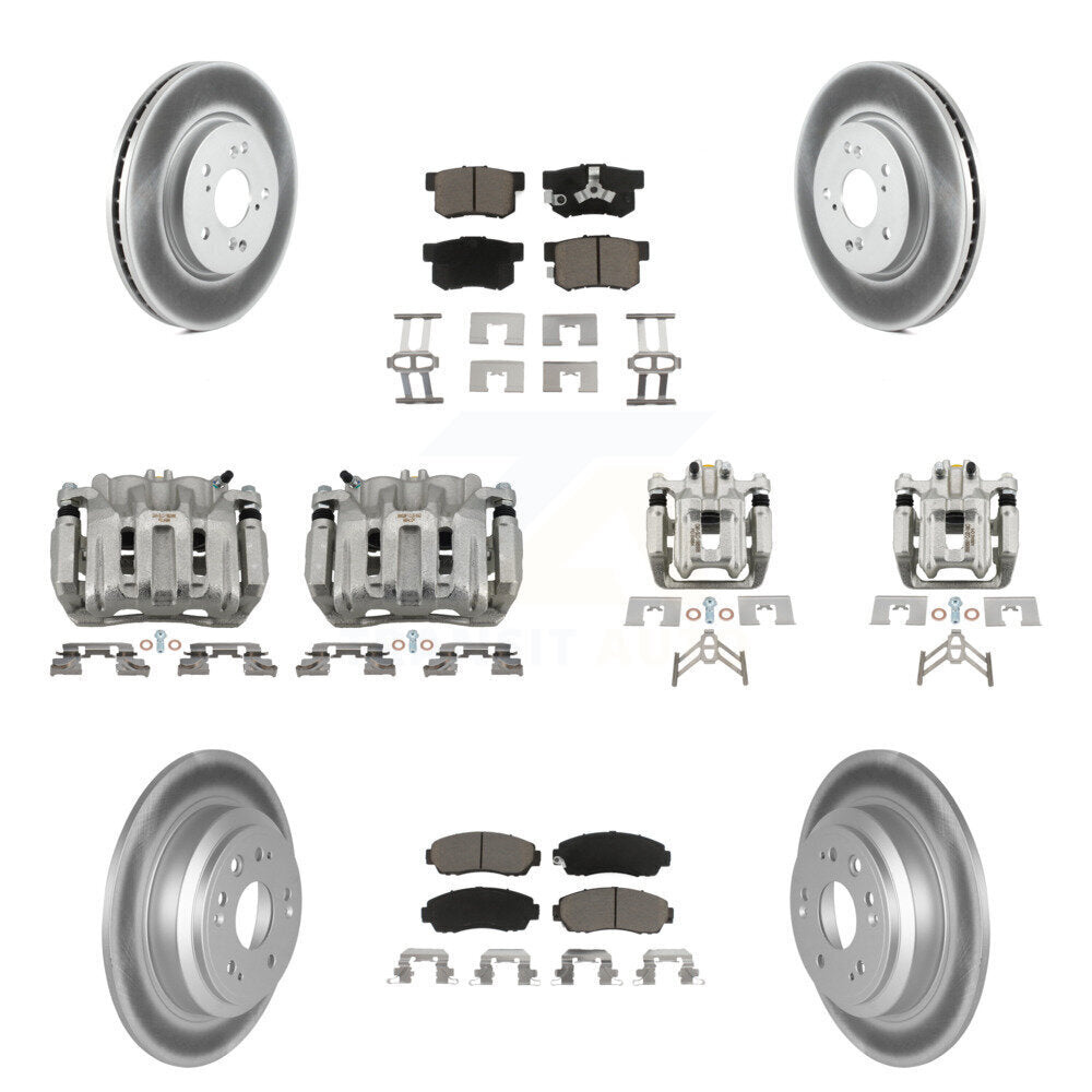 Front Rear Brake Caliper Coat Rotors Ceramic Pad Kit (10Pc) For 2012 Honda Crosstour FWD KCG-100799C