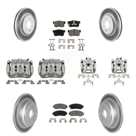 Front Rear Brake Caliper Coat Rotors Ceramic Pad Kit (10Pc) For 2012 Honda Crosstour FWD KCG-100799C