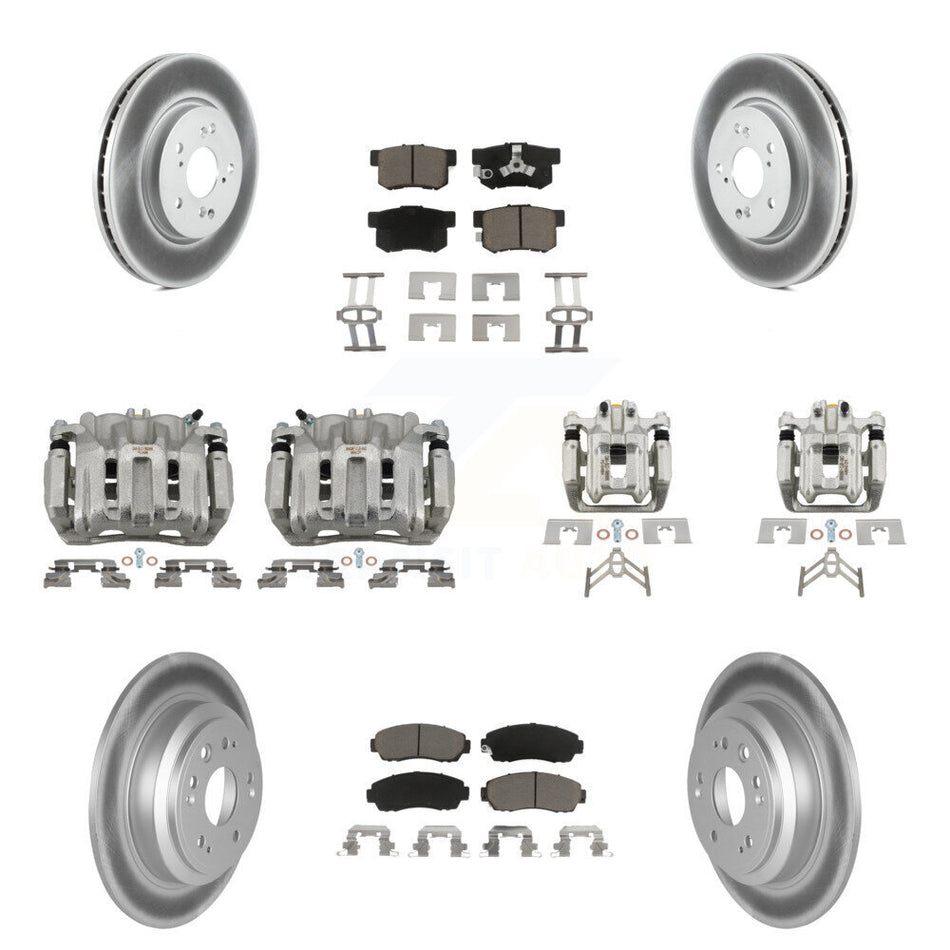Front Rear Brake Caliper Coat Rotors Ceramic Pad Kit (10Pc) For 2012 Honda Crosstour FWD KCG-100799C