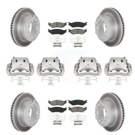Front Rear Disc Brake Caliper Coated Rotors And Semi-Metallic Pads Kit (10Pc) For KCG-100799S