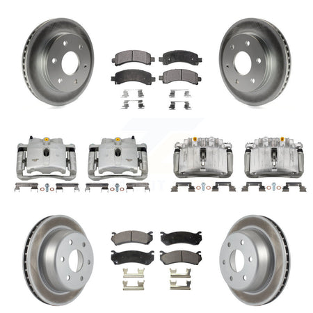 Front Rear Brake Caliper Coat Rotor Ceramic Pad Kit (10Pc) For GMC Yukon Chevrolet Tahoe KCG-100799T