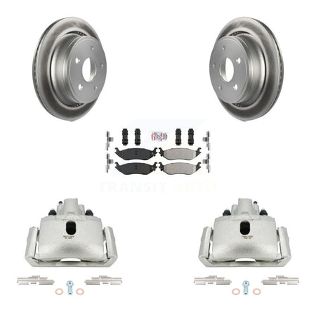 Rear Brake Caliper Coat Rotor & Semi-Metallic Pad Kit For Ram 1500 Classic Dodge Durango KCG-100800N
