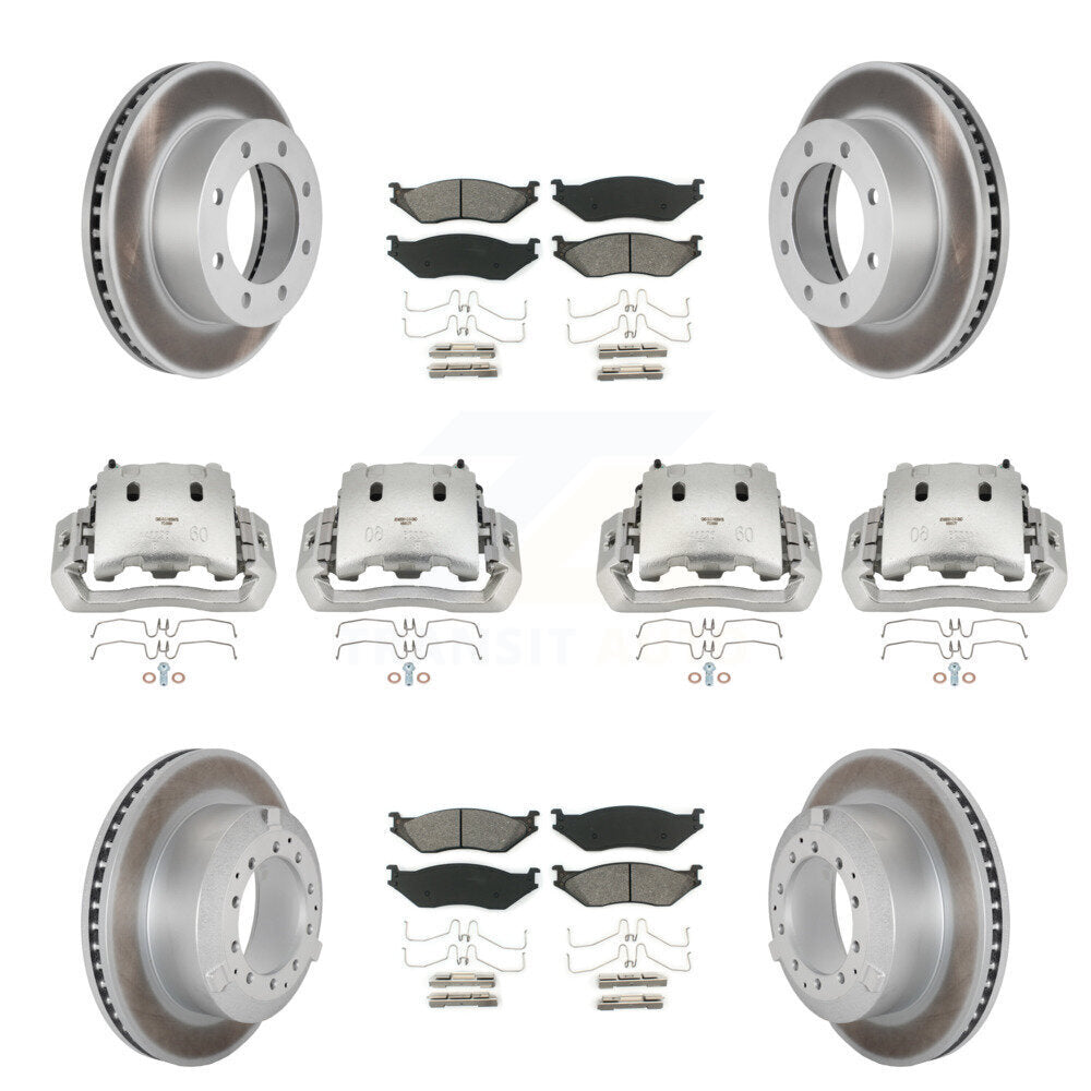 Front Rear Disc Brake Caliper Coated Rotors And Semi-Metallic Pads Kit (10Pc) For KCG-100800S