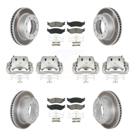 Front Rear Disc Brake Caliper Coated Rotors And Semi-Metallic Pads Kit (10Pc) For KCG-100800S