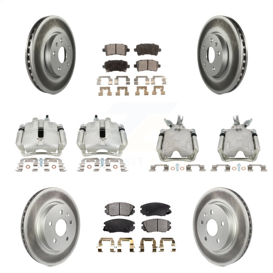 Front Rear Disc Brake Caliper Coated Rotors And Ceramic Pads Kit (10Pc) For 2014-2015 Chevrolet Malibu 2.0L with Turbocharged With 17" Factory Wheels KCG-100800T by Transit Auto