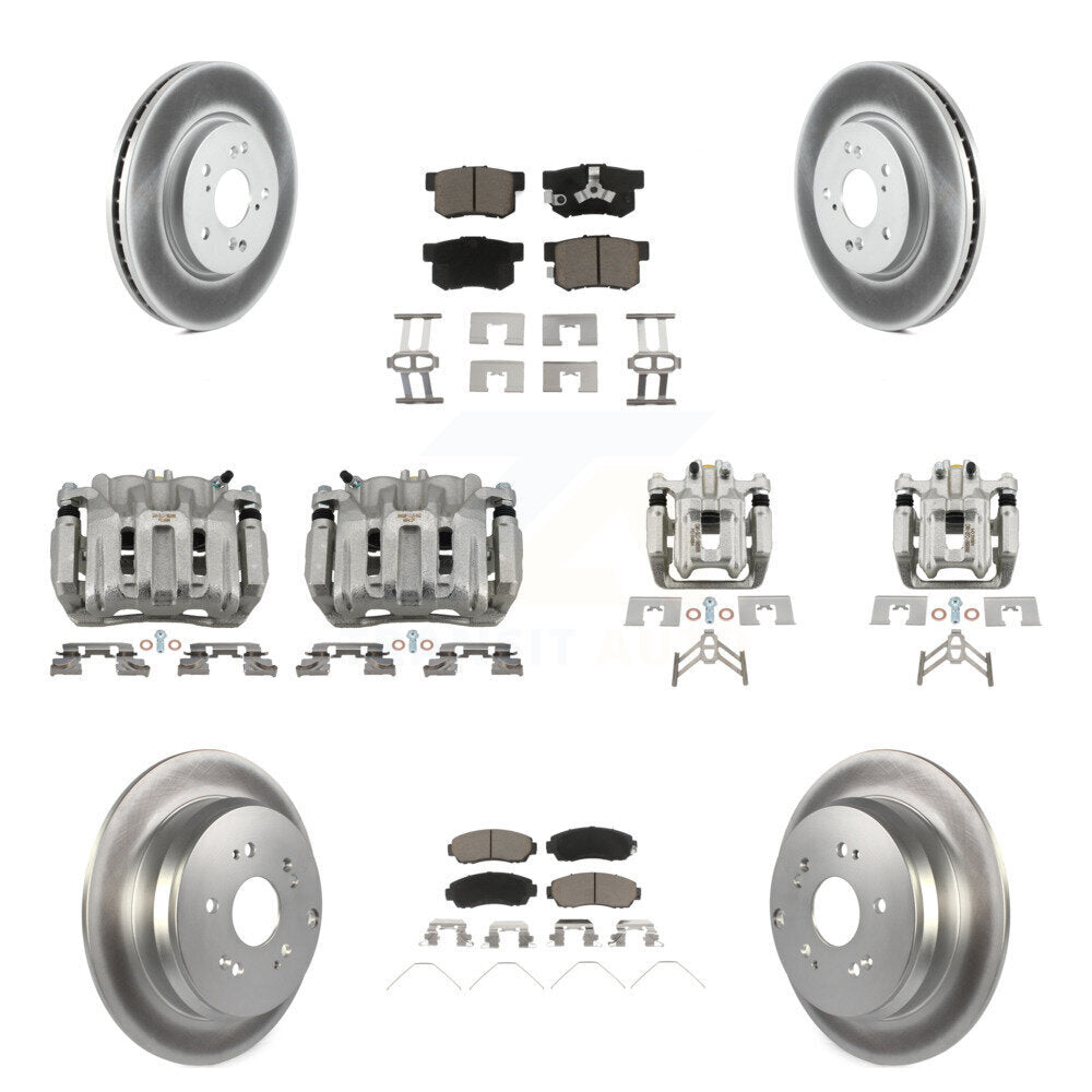 Front Rear Brake Caliper Coat Rotors Ceramic Pad Kit (10Pc) For 2012-2016 Honda CR-V AWD KCG-100801C