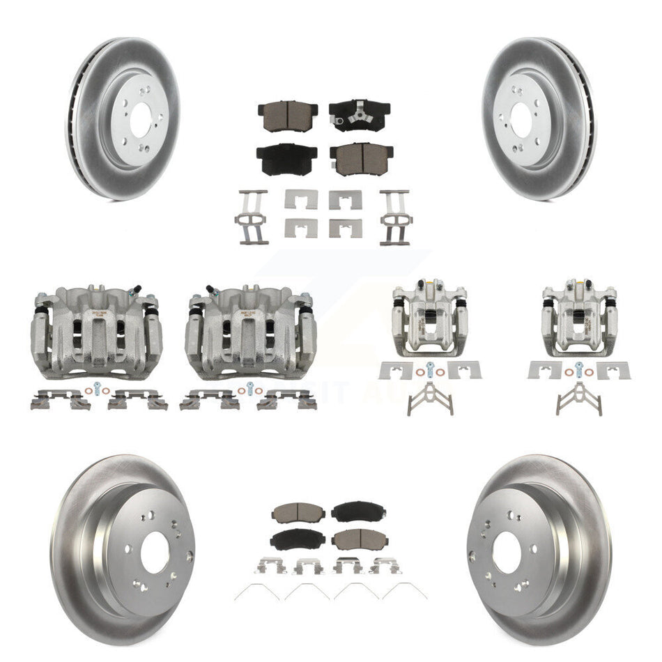 Front Rear Brake Caliper Coat Rotors Ceramic Pad Kit (10Pc) For 2012-2016 Honda CR-V AWD KCG-100801C
